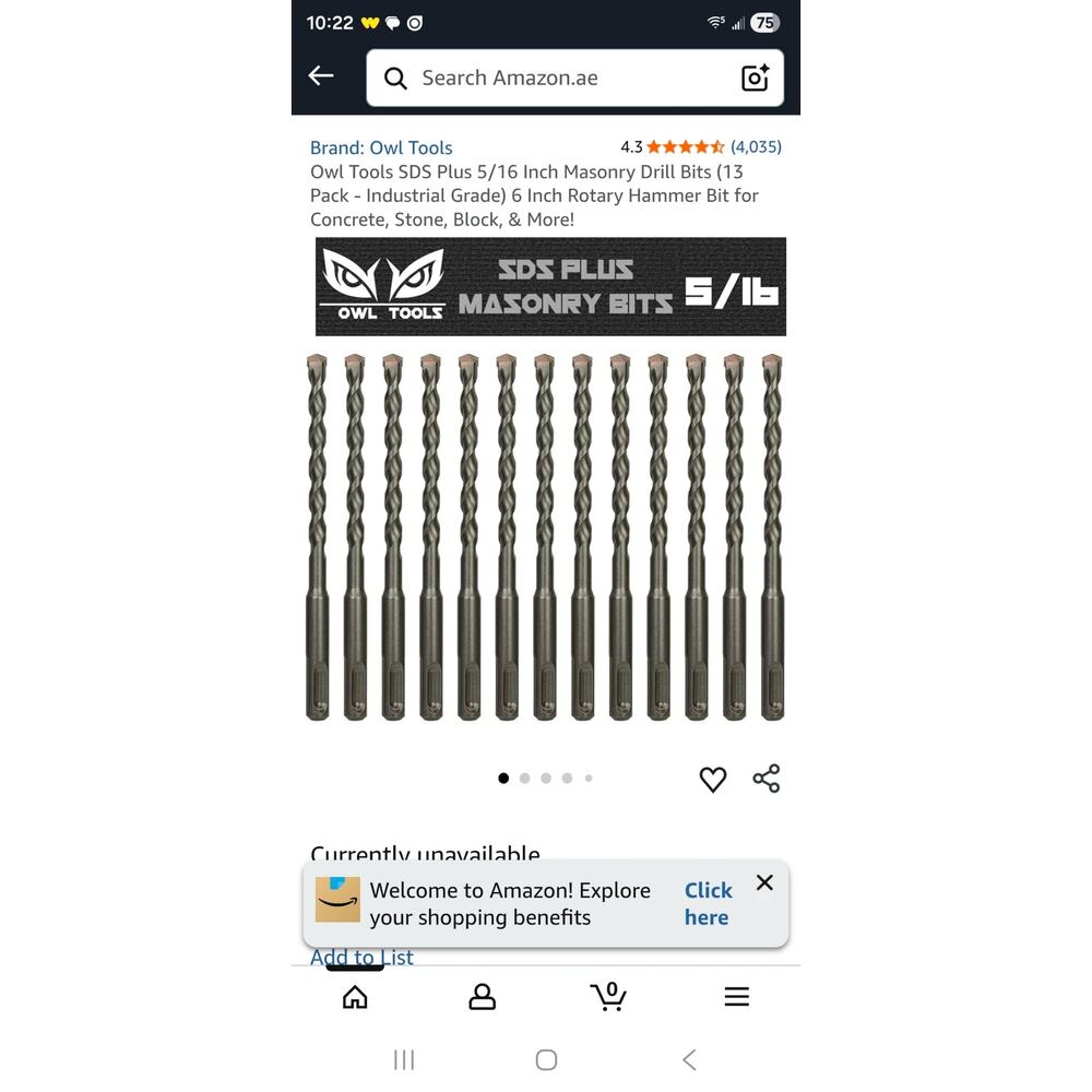 Owl Tools 5/16 Inch Masonry Drill Bits (13 Pack Industrial Grade Standard Chuck)